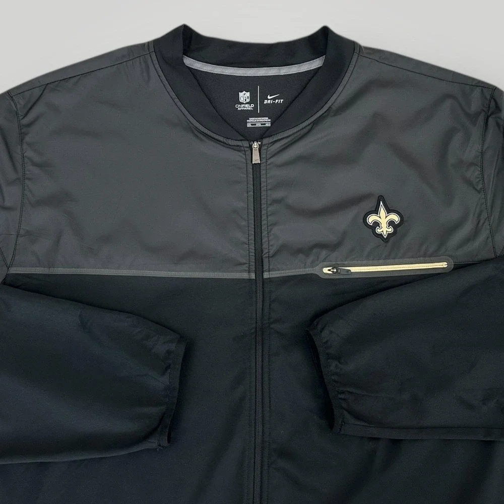 NFL New Orleans Saints Jacket Mens Size‎ 3XL Black Football Nike Dri Fit Onfield
